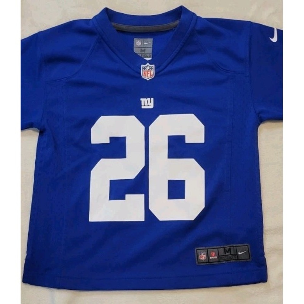 NIKE ON FIELD NY GIANTS SAQUON BARKLEY KIDS SHORT SLEEVE JERSEY SZ MEDIUM (5/6) - Picture 2 of 5
